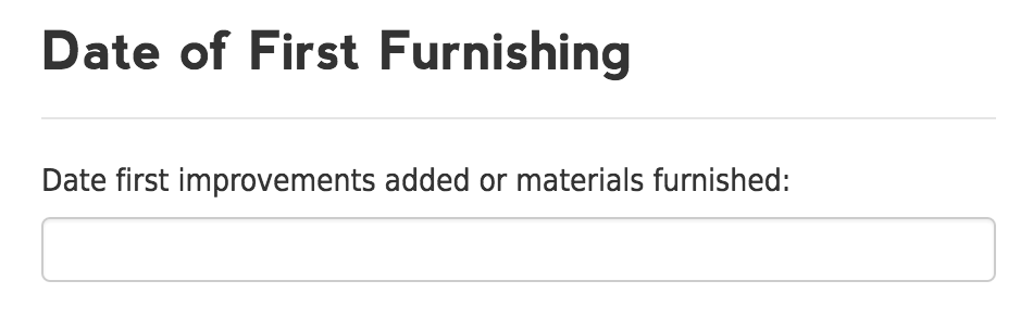 date of first furnishing